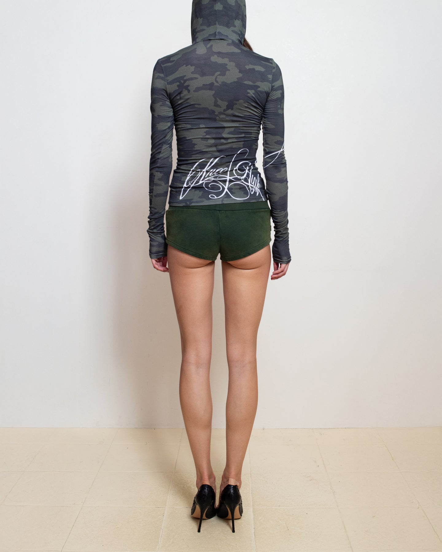 Utility Booty Shorts in Khaki